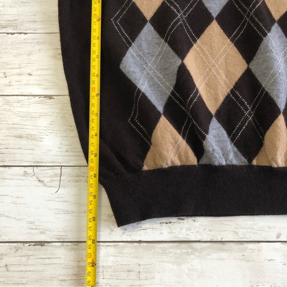 BANANA REPUBLIC Extra Fine Merino Men’s Brown Plaid Sweater Size M - Picture 10 of 12